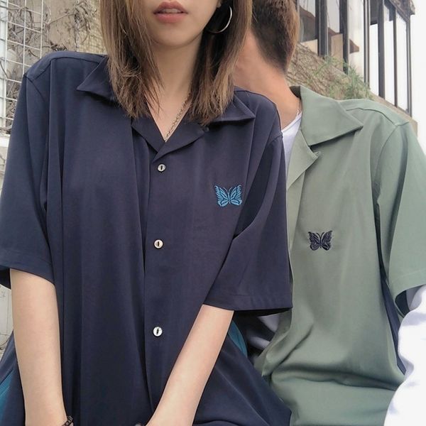 men's casual shirts summer needles embroidery butterfly men women 1 awge short sleeve shirt single breasted tees 230719, White;black
men's casual shirts summer needles embroidery butterfly men women 1 awge short sleeve shirt single breasted tees 230719, White;black