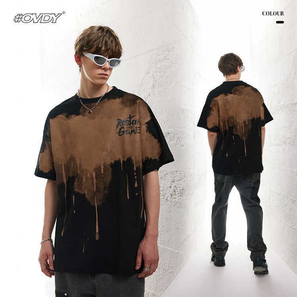 wxwovdy american new product personalized men's t-shirt handmade spray painting craft speckled ink trend loose half sleeve, White;black
wxwovdy american new product personalized men's t-shirt handmade spray painting craft speckled ink trend loose half sleeve, White;black