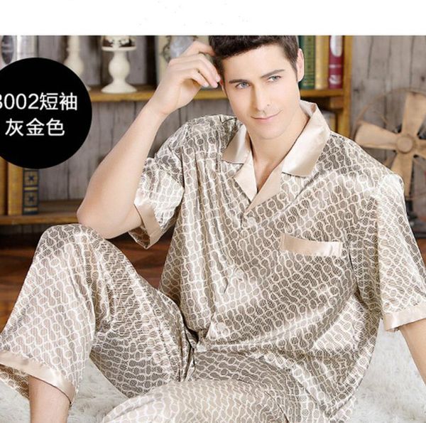 summer mens pajamas set silk pajamas for men sleepwear nightgown home stian soft cozy thin short sleeve pants9674368, Black;brown
summer mens pajamas set silk pajamas for men sleepwear nightgown home stian soft cozy thin short sleeve pants9674368, Black;brown