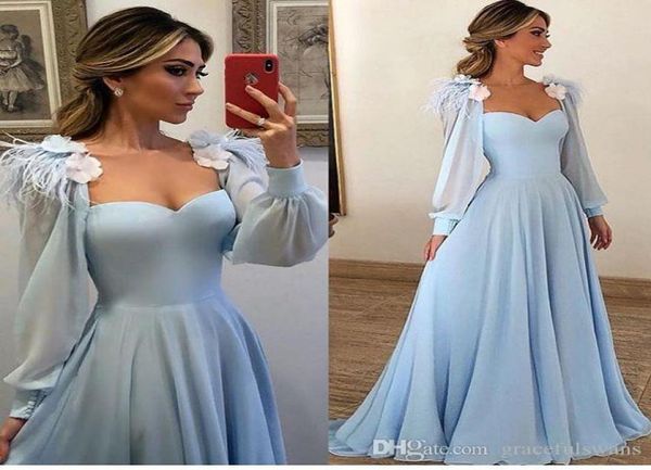 sweetheart long sleeve formal evening dresses blue chiffon a line elegant evening gowns flowers feathers long prom dresses 2019 ne4423328, Black;red
sweetheart long sleeve formal evening dresses blue chiffon a line elegant evening gowns flowers feathers long prom dresses 2019 ne4423328, Black;red
