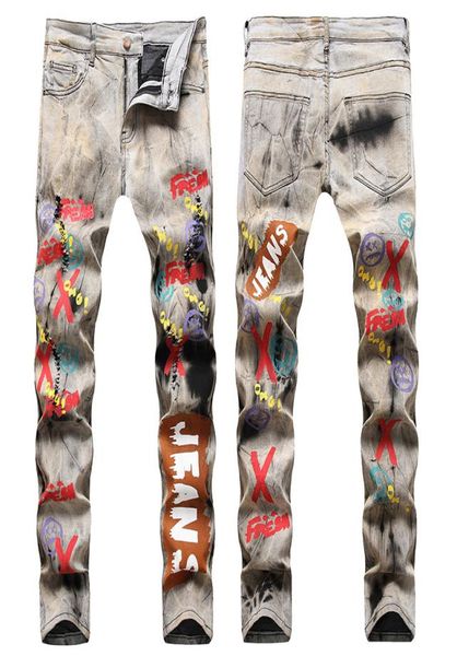 fashion design men jeans vintage washed print painting denim pants high street motorcycle biker jean trousers5185296, Blue
fashion design men jeans vintage washed print painting denim pants high street motorcycle biker jean trousers5185296, Blue