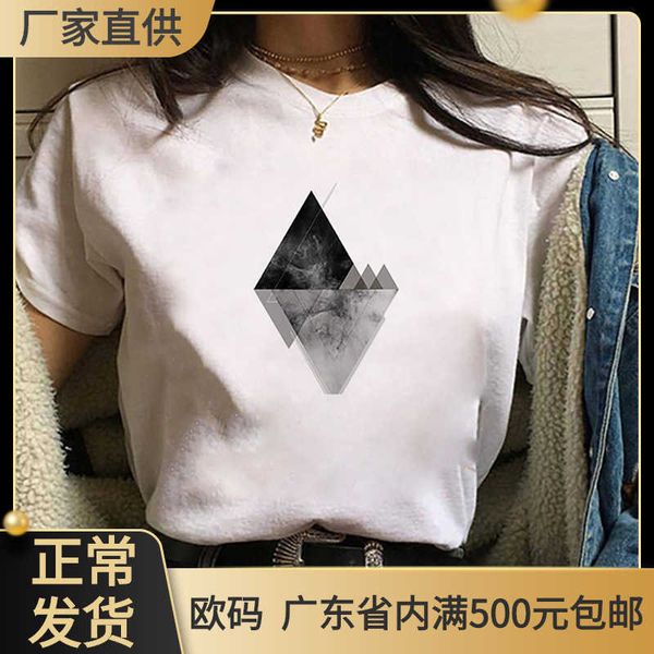 2021 minimalist geometric t-shirt for women's 90s design short sleeved harajuku t-shirt with triangular pattern, White
2021 minimalist geometric t-shirt for women's 90s design short sleeved harajuku t-shirt with triangular pattern, White
