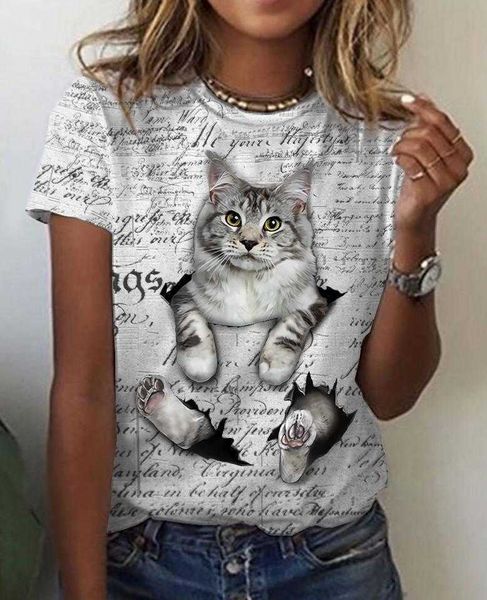 summer new animal series digital printing men's and women's short sleeve t-shirt cracked cat personality round neck, White
summer new animal series digital printing men's and women's short sleeve t-shirt cracked cat personality round neck, White