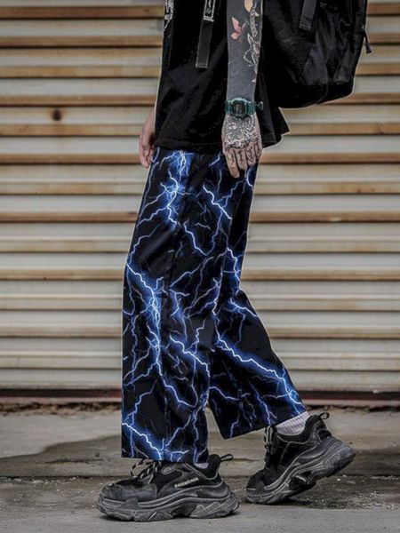 men's pants high street punk lightning print straight casual men loose allmatch dark hiphop pendant anklelength trousers 230720, Black
men's pants high street punk lightning print straight casual men loose allmatch dark hiphop pendant anklelength trousers 230720, Black