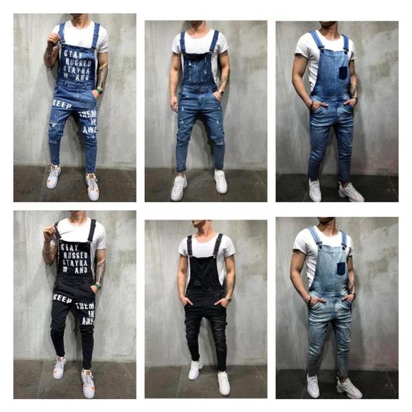 men's ripped jeans jumpsuits streetwear distressed denim overalls for man suspender pants size s-xxxl salopette uomo272e, Blue
men's ripped jeans jumpsuits streetwear distressed denim overalls for man suspender pants size s-xxxl salopette uomo272e, Blue