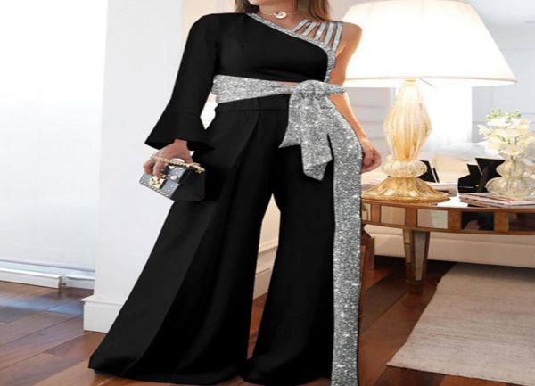 elegant patchwork shiny glitter halter party jumpsuits women fashion wide leg playsuit spring off shoulder romper overalls 228012203, Black;white
elegant patchwork shiny glitter halter party jumpsuits women fashion wide leg playsuit spring off shoulder romper overalls 228012203, Black;white