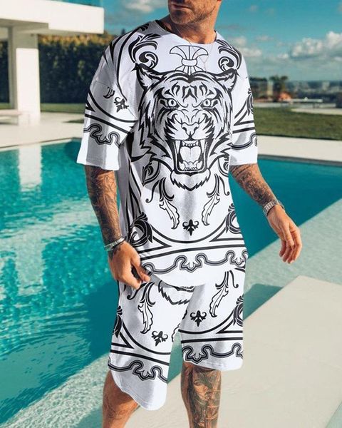 men's tracksuits summer men's o-neck short sleevesshorts roaring white tiger 3d printed pattern fashion leisure loose t-shirt set, Gray
men's tracksuits summer men's o-neck short sleevesshorts roaring white tiger 3d printed pattern fashion leisure loose t-shirt set, Gray