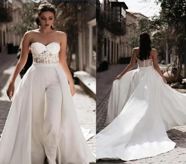 2022 detachable train sheath wedding dresses jumpsuits strapless lace see though open back court train bridal dress beach gown8359416, White
2022 detachable train sheath wedding dresses jumpsuits strapless lace see though open back court train bridal dress beach gown8359416, White