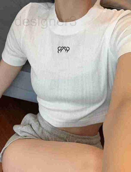 women's knits & tees designer 2023 spring/summer new vertical stripe embroidery short style open navel slim fit knitted sleeve for wome, White
women's knits & tees designer 2023 spring/summer new vertical stripe embroidery short style open navel slim fit knitted sleeve for wome, White