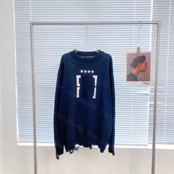 23ss womens designer clothing women sweater ripped logo star jacquard pullover sweater womens clothing, White;black
23ss womens designer clothing women sweater ripped logo star jacquard pullover sweater womens clothing, White;black