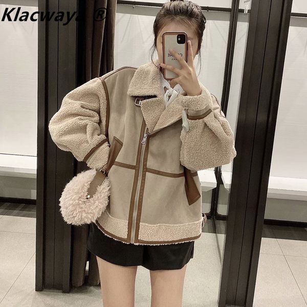 women's jackets fashion stitching faux leather lamb jacket with zipper decoration stand collar thickening warm winter 230719, Black;brown
women's jackets fashion stitching faux leather lamb jacket with zipper decoration stand collar thickening warm winter 230719, Black;brown