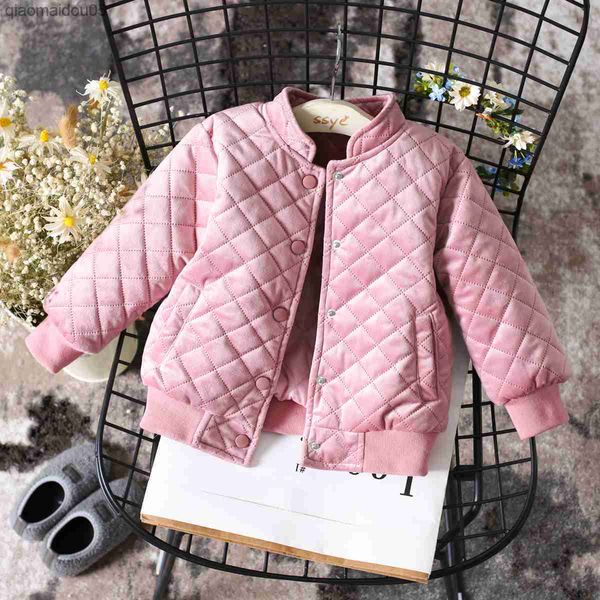 girls' jackets 1-6 years old autumn and winter quilted padded jacket girls clothing solid color warm jacket girls jacket l230712, Blue;gray 
girls' jackets 1-6 years old autumn and winter quilted padded jacket girls clothing solid color warm jacket girls jacket l230712, Blue;gray