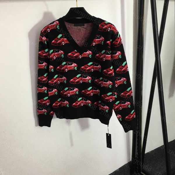 23ss women sweater womens designer clothing car jacquard pattern v-neck long sleeve sweater sweater womens clothing, White;black
23ss women sweater womens designer clothing car jacquard pattern v-neck long sleeve sweater sweater womens clothing, White;black