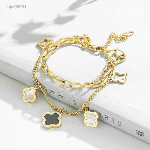 charm bracelets classic design four leaf clover stainless steel bracelet lucky women jewelry, Golden;silver
charm bracelets classic design four leaf clover stainless steel bracelet lucky women jewelry, Golden;silver