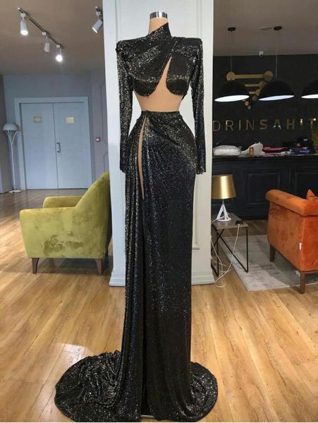 black sequined mermaid prom dresses high neck long sleeve side split plus size formal evening occasion gowns 20214551004
black sequined mermaid prom dresses high neck long sleeve side split plus size formal evening occasion gowns 20214551004