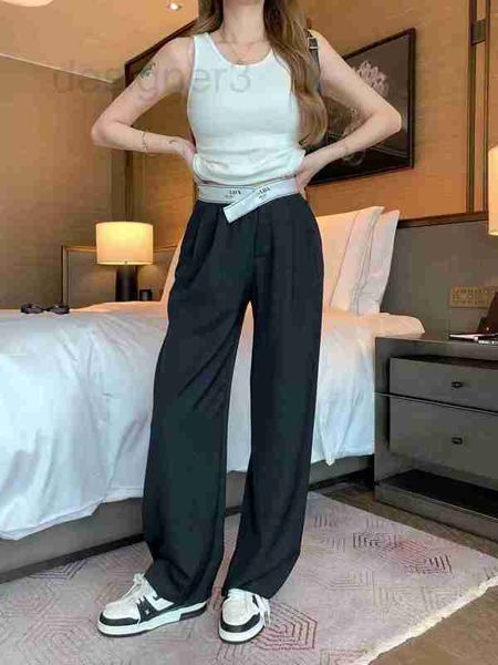 women's pants & capris designer 2023 new asymmetric ribbon letter waistband decoration high waist temperament straight tube wide leg fo, Black;white
women's pants & capris designer 2023 new asymmetric ribbon letter waistband decoration high waist temperament straight tube wide leg fo, Black;white