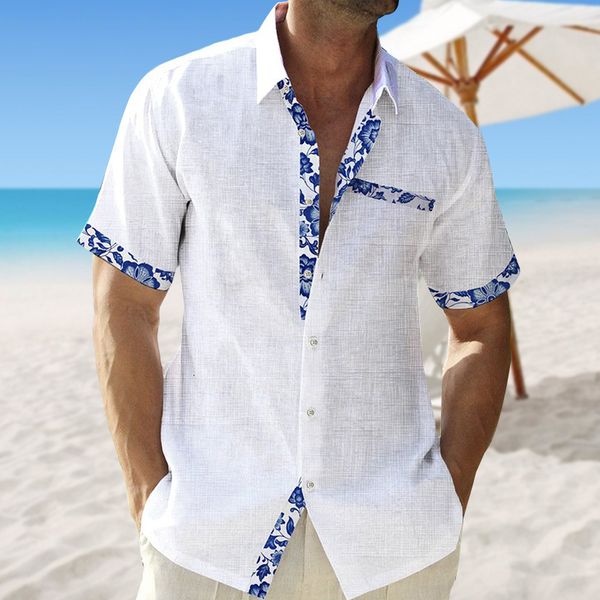 mens casual shirts summer linen shirt beach fashion white pink navy blue short sleeve flower polo collar daily oversized 230720, White;black
mens casual shirts summer linen shirt beach fashion white pink navy blue short sleeve flower polo collar daily oversized 230720, White;black