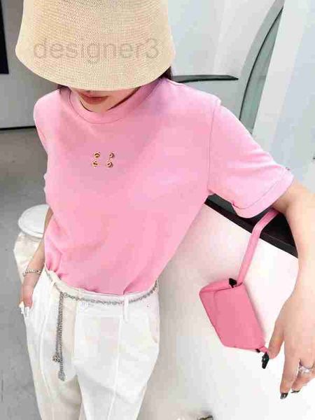 women's t-shirt designer spring/summer new cotton round neck pullover hollow metal emblem roll sleeve casual short fashion t-shirt for, White
women's t-shirt designer spring/summer new cotton round neck pullover hollow metal emblem roll sleeve casual short fashion t-shirt for, White