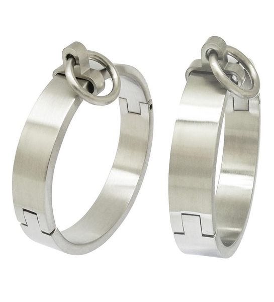 brushed stainless steel lockable slave wrist and ankle cuffs bangle bracelet with removable o ring7232897, Black
brushed stainless steel lockable slave wrist and ankle cuffs bangle bracelet with removable o ring7232897, Black