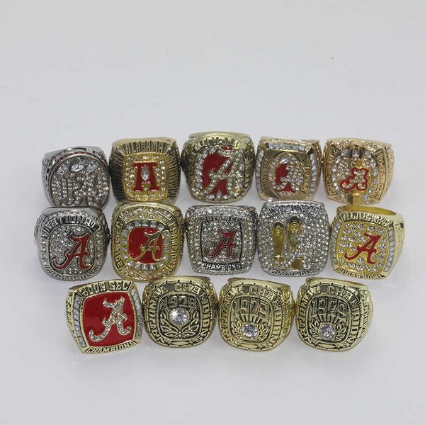 ncaa university of alabama championship ring 14 pieces alabama ring set packed in wooden box, Golden;silver
ncaa university of alabama championship ring 14 pieces alabama ring set packed in wooden box, Golden;silver