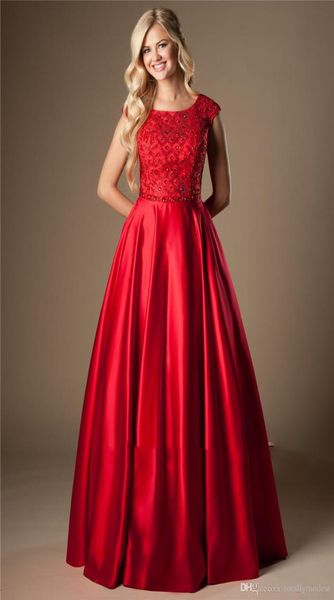 red satin long modest prom dresses 2020 with cap sleeves aline heavily beaded bodice college modest evening party gowns couture o9895821, Black
red satin long modest prom dresses 2020 with cap sleeves aline heavily beaded bodice college modest evening party gowns couture o9895821, Black