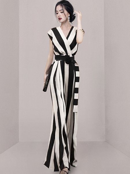 women's jumpsuits rompers hma summer female fashion clothes v-neck sleeveless jumpsuits with belt women slim stripe wide leg jumpsuit 2, Black;white
women's jumpsuits rompers hma summer female fashion clothes v-neck sleeveless jumpsuits with belt women slim stripe wide leg jumpsuit 2, Black;white