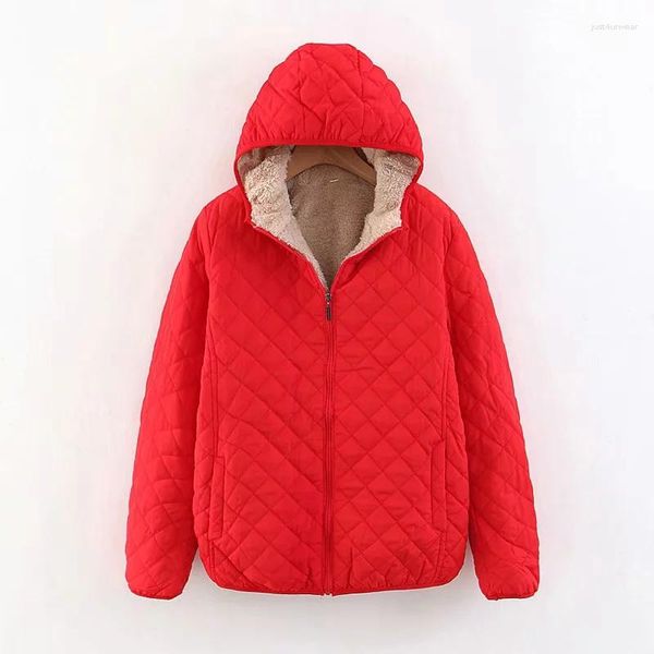 women's down cotton winter coat casual loose hooded velvet padded jackets lambs wool wadded parkas plaid thickening overcoat, Black
women's down cotton winter coat casual loose hooded velvet padded jackets lambs wool wadded parkas plaid thickening overcoat, Black