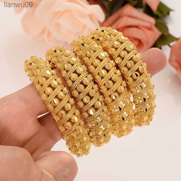 gold plated cuff bangle for women dubai bride wedding ethiopian bracelet africa bangle jewelry gold charm bracelet party gifts l230704, Black