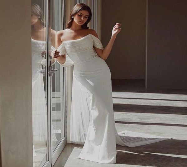 modern off the shoulder mermaid wedding dresses ruched pearls sweep train bridal gown country trumpet wedding gowns7537609, White
modern off the shoulder mermaid wedding dresses ruched pearls sweep train bridal gown country trumpet wedding gowns7537609, White