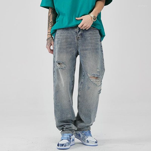men's jeans ripped loose all-match trendy street ruffian handsome drape sense forest wide-leg pants spring, Blue
men's jeans ripped loose all-match trendy street ruffian handsome drape sense forest wide-leg pants spring, Blue