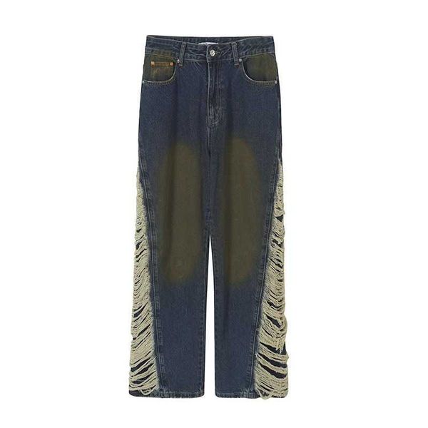 baggy jeans design sense patchwork jeans, men's vintage side brushed pants trend, Blue
baggy jeans design sense patchwork jeans, men's vintage side brushed pants trend, Blue