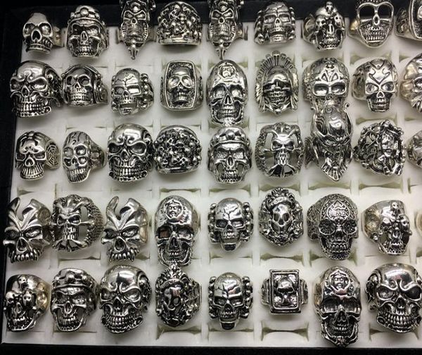 whole 50pcs lot vintage skull skeleton jewelry rings punk mixed style rings for man1954139, Silver
whole 50pcs lot vintage skull skeleton jewelry rings punk mixed style rings for man1954139, Silver