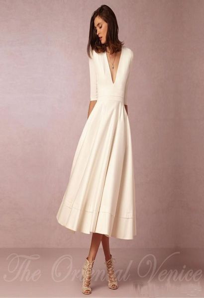 vintage wedding gowns 1950039s tea length short wedding dresses with sleeves deep v neck ivory summer beach bridal gown1854007, White
vintage wedding gowns 1950039s tea length short wedding dresses with sleeves deep v neck ivory summer beach bridal gown1854007, White