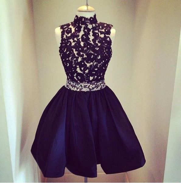 high neck lace beaded dark navy homecoming dresses short prom dress custom made sleeveless8774821, Blue;pink
high neck lace beaded dark navy homecoming dresses short prom dress custom made sleeveless8774821, Blue;pink