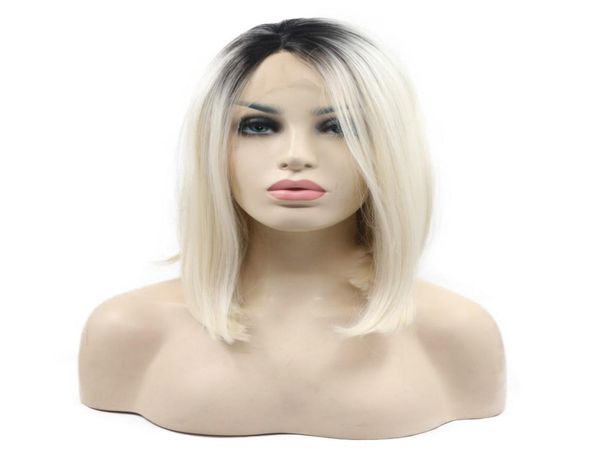 dark roots ombre platinum blonde bob hairstyle synthetic lace front wigs middle parting 60 short straight heat resistant fiber ha2932335, Black
dark roots ombre platinum blonde bob hairstyle synthetic lace front wigs middle parting 60 short straight heat resistant fiber ha2932335, Black