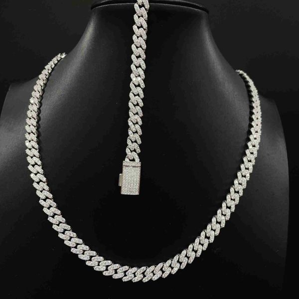 8mm width hip hop necklace fashion style s925 with vvs moissanite iced out diamond cuban link chain moissanite, Silver
8mm width hip hop necklace fashion style s925 with vvs moissanite iced out diamond cuban link chain moissanite, Silver