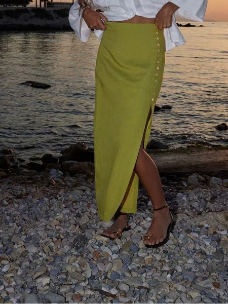 skirts kumsvag 2023 women summer straight fashion solid linen side buttons split female elegant street mid calf skirt clothing 230719, Black
skirts kumsvag 2023 women summer straight fashion solid linen side buttons split female elegant street mid calf skirt clothing 230719, Black