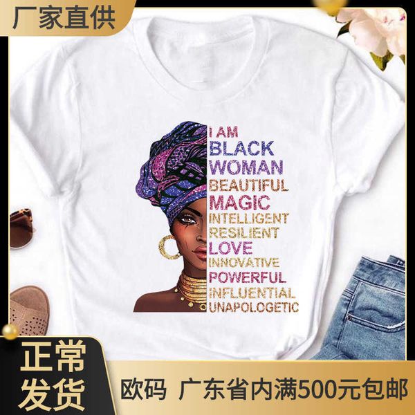 women's feminist black girl round neck letter large short sleeve t-shirt women's underlay, White
women's feminist black girl round neck letter large short sleeve t-shirt women's underlay, White