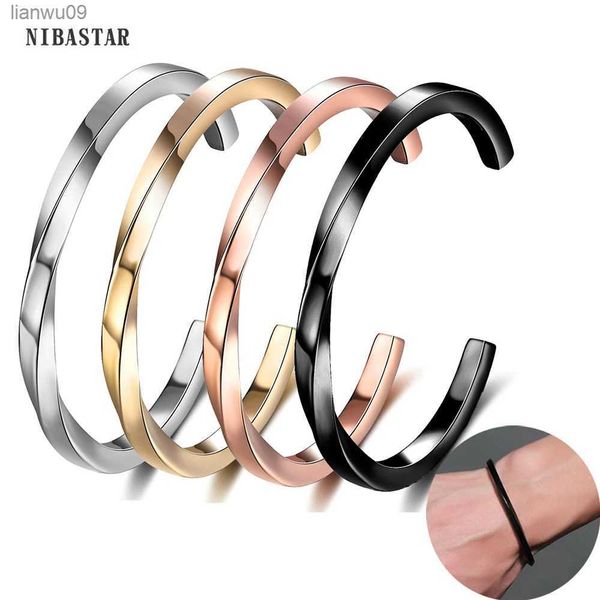 vintage mobius twist bracelet for men stainless steel cuff bangle black gold silver rose gold color punk jewelry l230704
vintage mobius twist bracelet for men stainless steel cuff bangle black gold silver rose gold color punk jewelry l230704