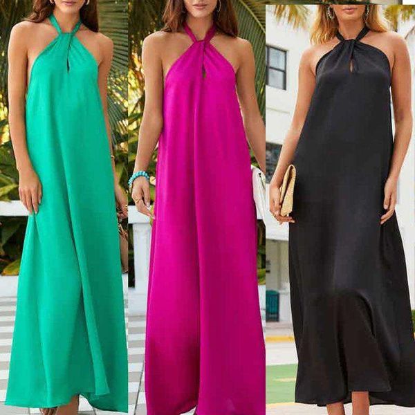 title summer style casual womens sleeveless necklace neck hanging backless pure color dress, Black;gray
title summer style casual womens sleeveless necklace neck hanging backless pure color dress, Black;gray