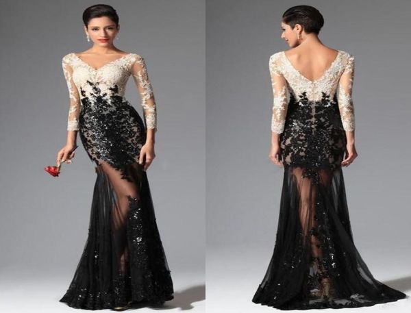 black white mermaid long sleeves lace evening dresses 2016 elie saab v neck sheer illusion sequined celebrity prom dresses evening4875406, Black;red
black white mermaid long sleeves lace evening dresses 2016 elie saab v neck sheer illusion sequined celebrity prom dresses evening4875406, Black;red