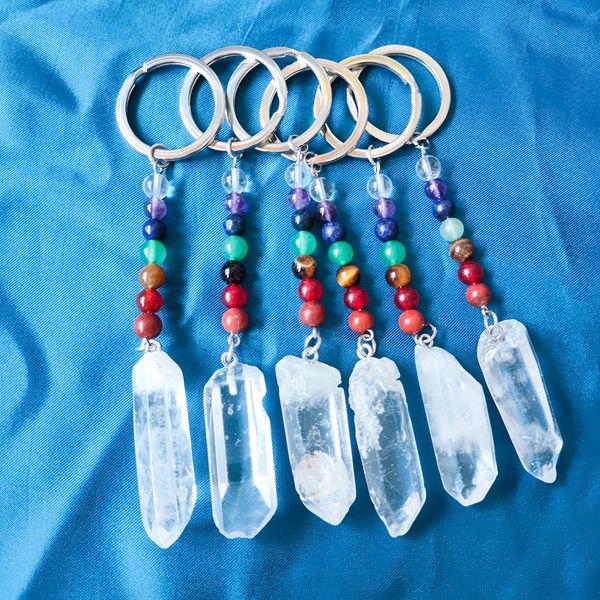 natural stone white crystal 7 chakra beads key rings chains keychains healing crystal keyrings for women men, Silver
natural stone white crystal 7 chakra beads key rings chains keychains healing crystal keyrings for women men, Silver