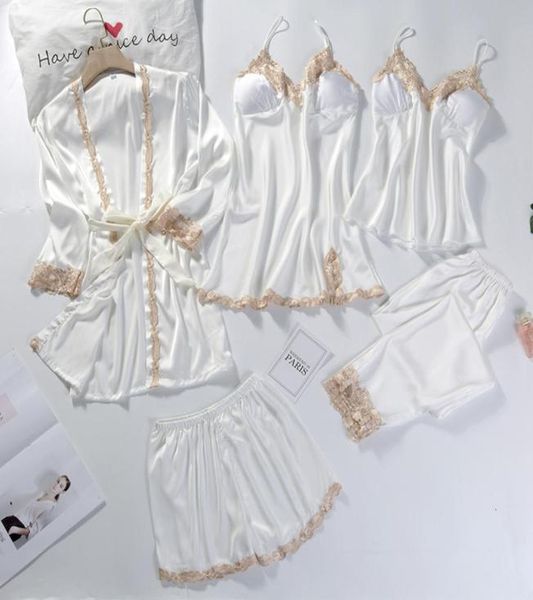 silk pyjamas women 5 pieces sets lace female satin pajama summer pijama sleepwear for women chest pads v1912133595798, Red;black
silk pyjamas women 5 pieces sets lace female satin pajama summer pijama sleepwear for women chest pads v1912133595798, Red;black