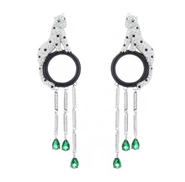 luxury brand party jewelry women panthere earrings 3d full diamond leopard drop earrings tassels drop water green stone panthe9703475, Silver
luxury brand party jewelry women panthere earrings 3d full diamond leopard drop earrings tassels drop water green stone panthe9703475, Silver