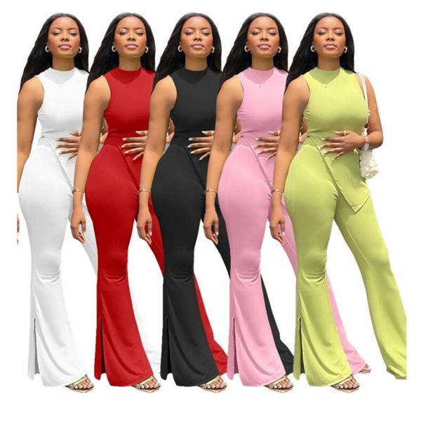 2023 spring women designer tracksuits active outfits sleeveless pullover shirt and flare pants two piece sets sportswear casual sports suits, Gray
2023 spring women designer tracksuits active outfits sleeveless pullover shirt and flare pants two piece sets sportswear casual sports suits, Gray