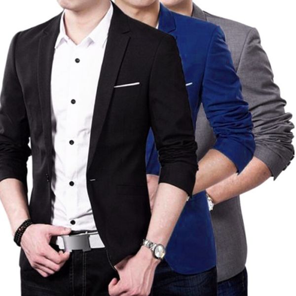 men's suits blazers spring autumn fashion men slim formal solid color business suit coat one button lapel long sleeve pockets back slit, White;black
men's suits blazers spring autumn fashion men slim formal solid color business suit coat one button lapel long sleeve pockets back slit, White;black