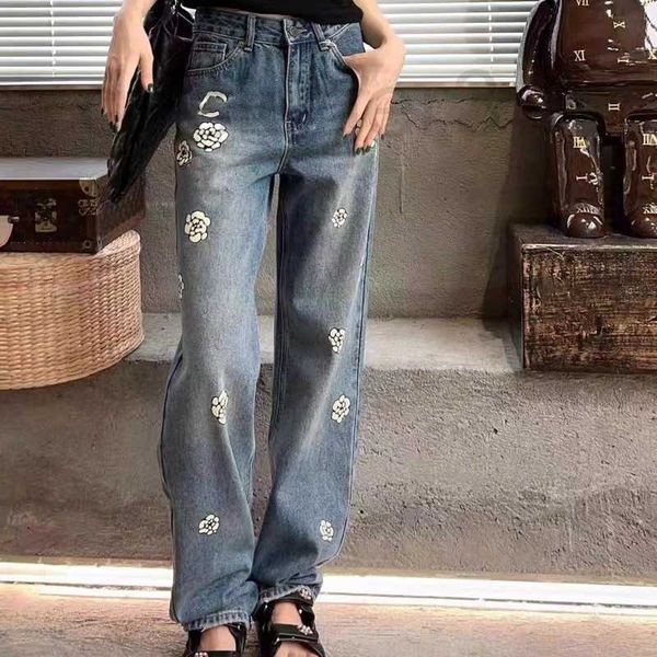 women's jeans designer 23 summer new camellia print fashion casual brand design simple straight leg pants nvl2, Blue
women's jeans designer 23 summer new camellia print fashion casual brand design simple straight leg pants nvl2, Blue