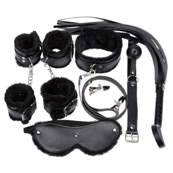 women costume set 7pcs set pu leather plush fetish bondage erotic underwear with handcuff nipple clamps gag whip275q, Black
women costume set 7pcs set pu leather plush fetish bondage erotic underwear with handcuff nipple clamps gag whip275q, Black