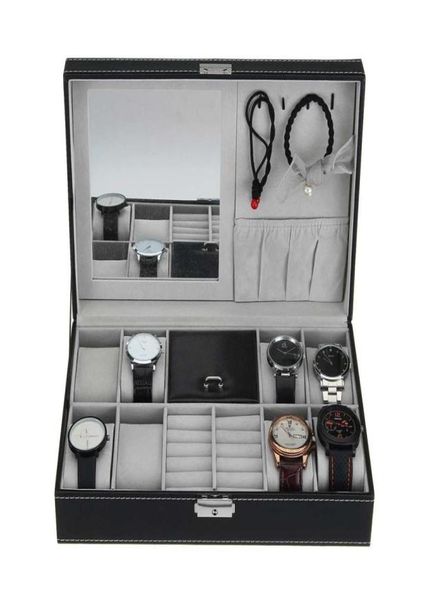 8 grids3 mixed grids pu leather watch case storage organizer jewelry ring necklace display watch black boxes with mirror8185935, Black;white
8 grids3 mixed grids pu leather watch case storage organizer jewelry ring necklace display watch black boxes with mirror8185935, Black;white