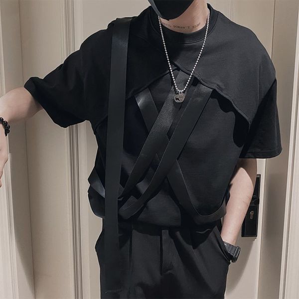 men's t shirts summer solid color pullovers patchwork handsome round neck lacing streetwear casual fashion man clothing korean 230719, White;black
men's t shirts summer solid color pullovers patchwork handsome round neck lacing streetwear casual fashion man clothing korean 230719, White;black